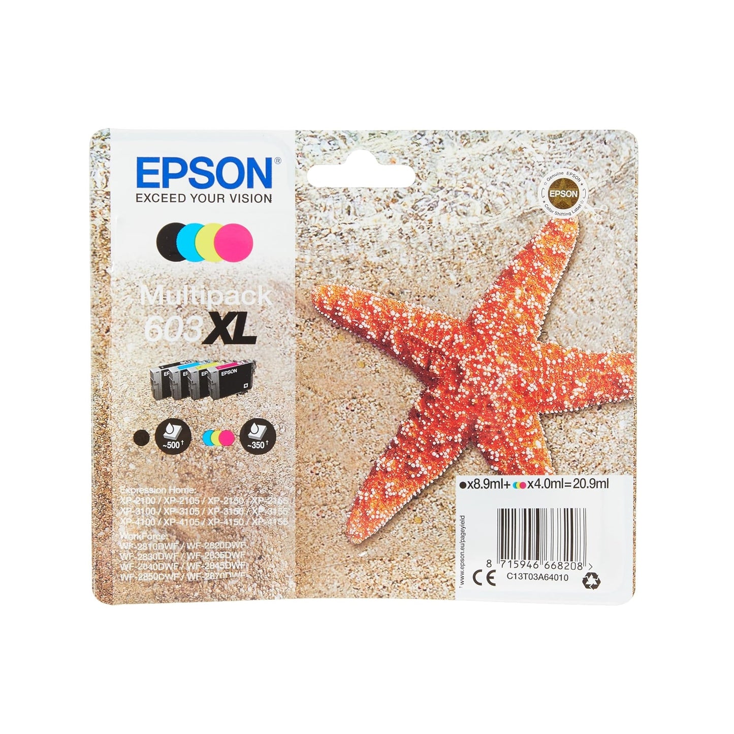 Epson Serie 603XL Stella Marina - Cartucce originali, Multipack 4 colori XL