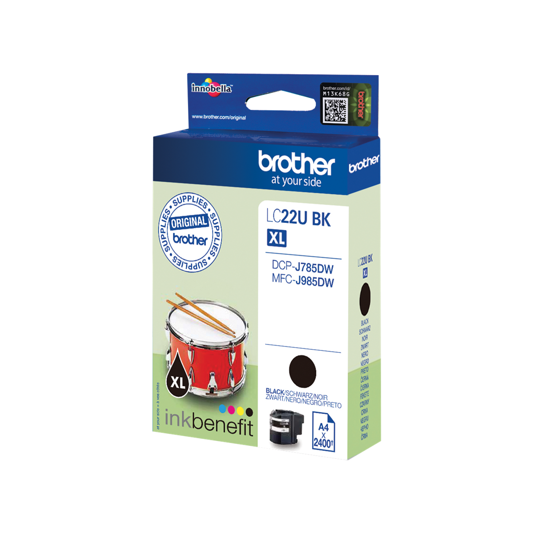 ORIGINAL Brother Cartuccia d'inchiostro nero LC22UBK LC-22U ~2400 Seiten