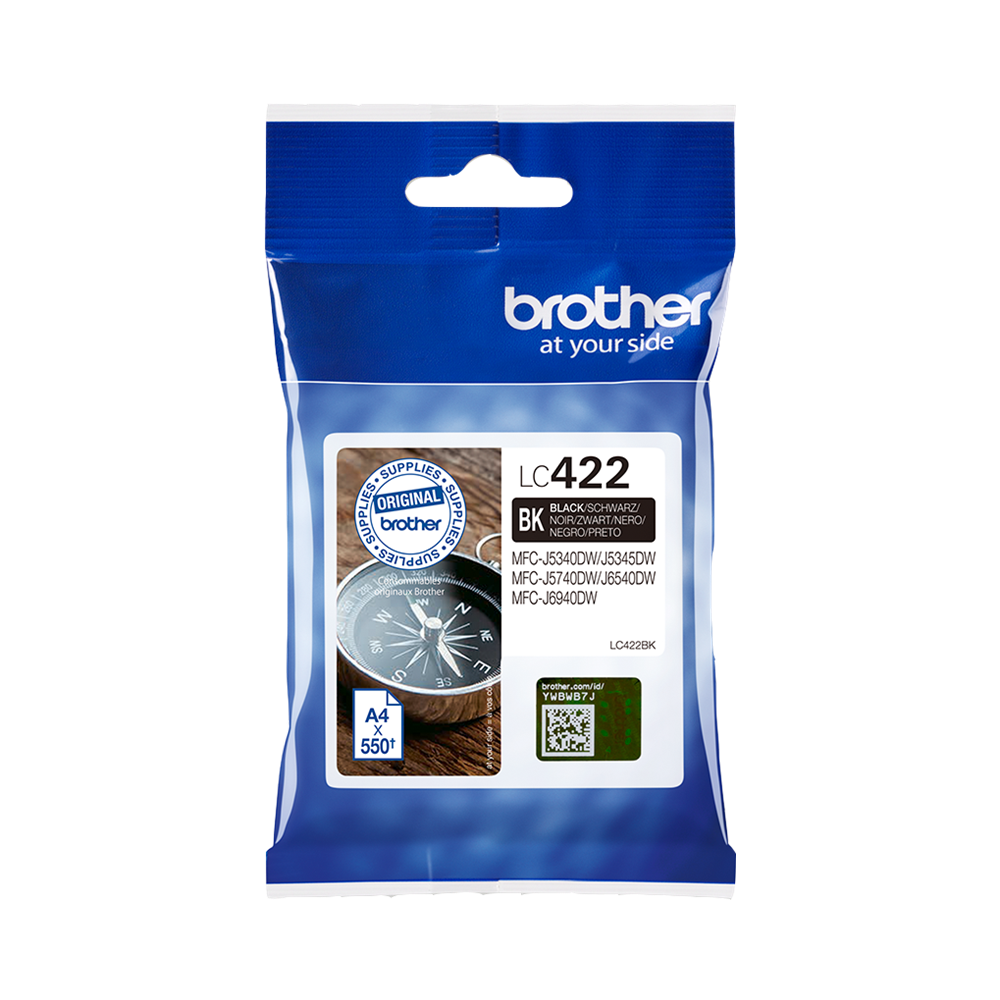 ORIGINAL Brother Cartuccia d'inchiostro nero LC422BK LC-422BK ~550 Seiten