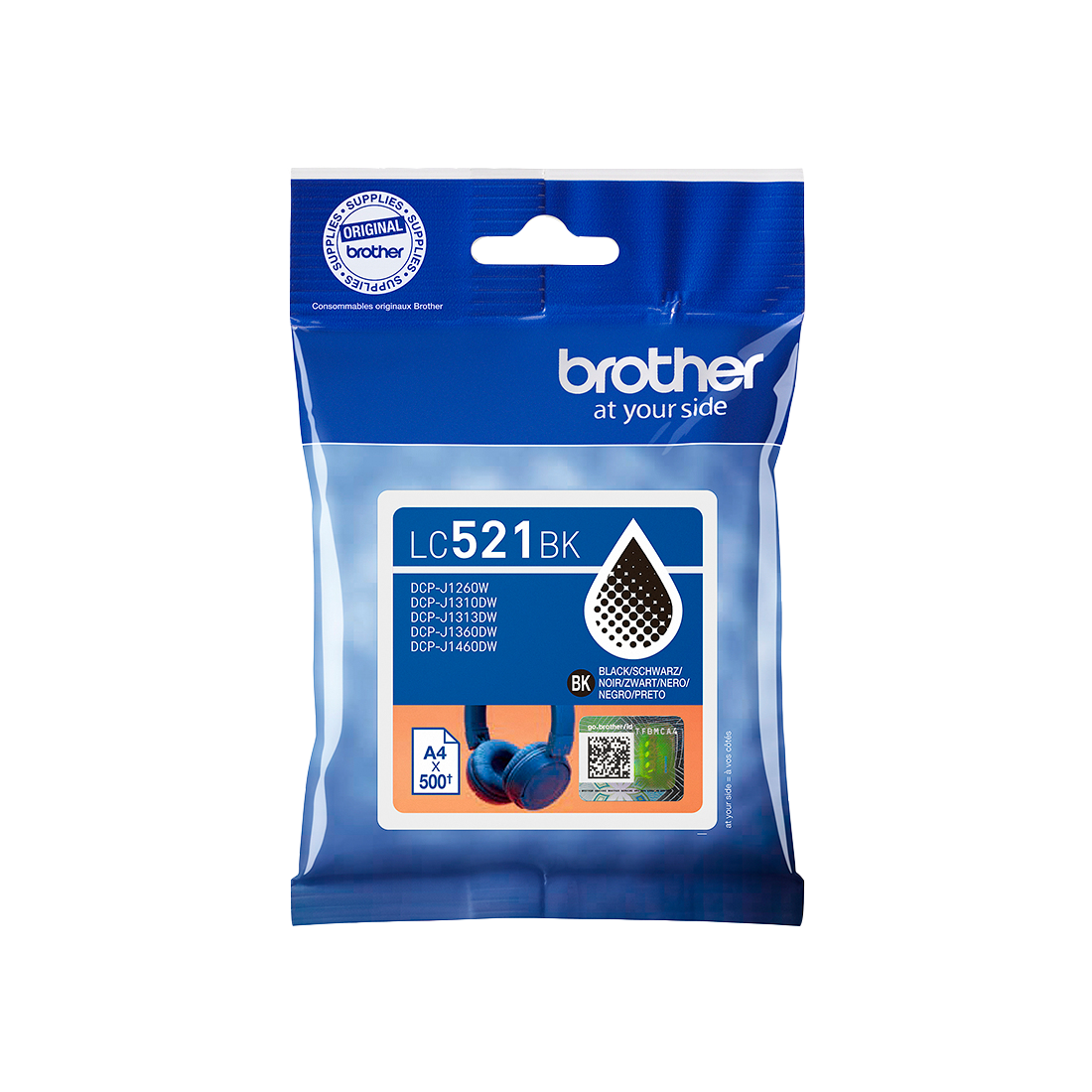 ORIGINAL Brother Cartuccia d'inchiostro nero LC521BK LC-521BK ~500 Seiten