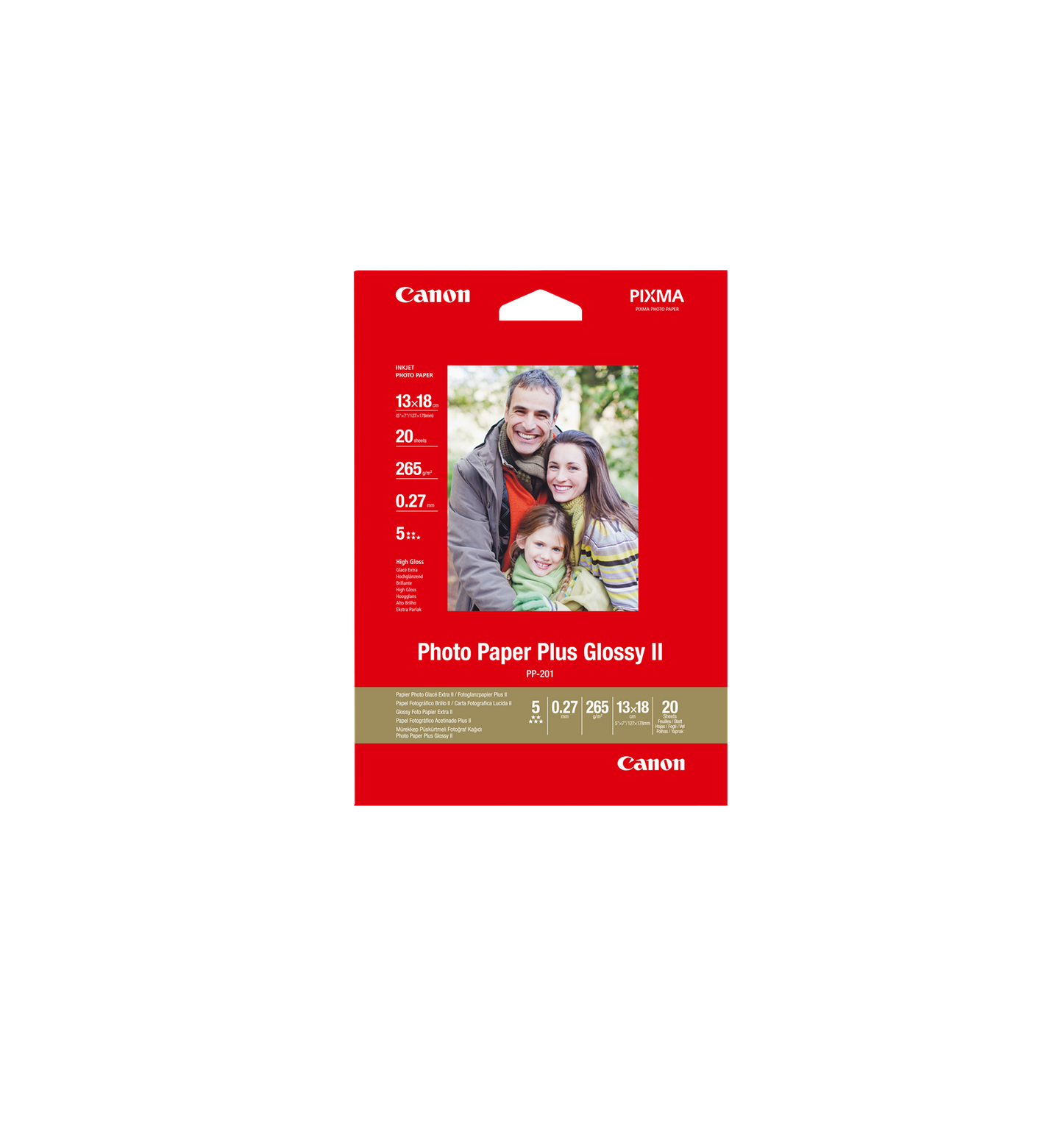 ORIGINAL Canon Carta Bianco 2311B018 PP-201 Carta fotografica, 13 x 18 cm, 275 g/m², 20 fogli, glossy