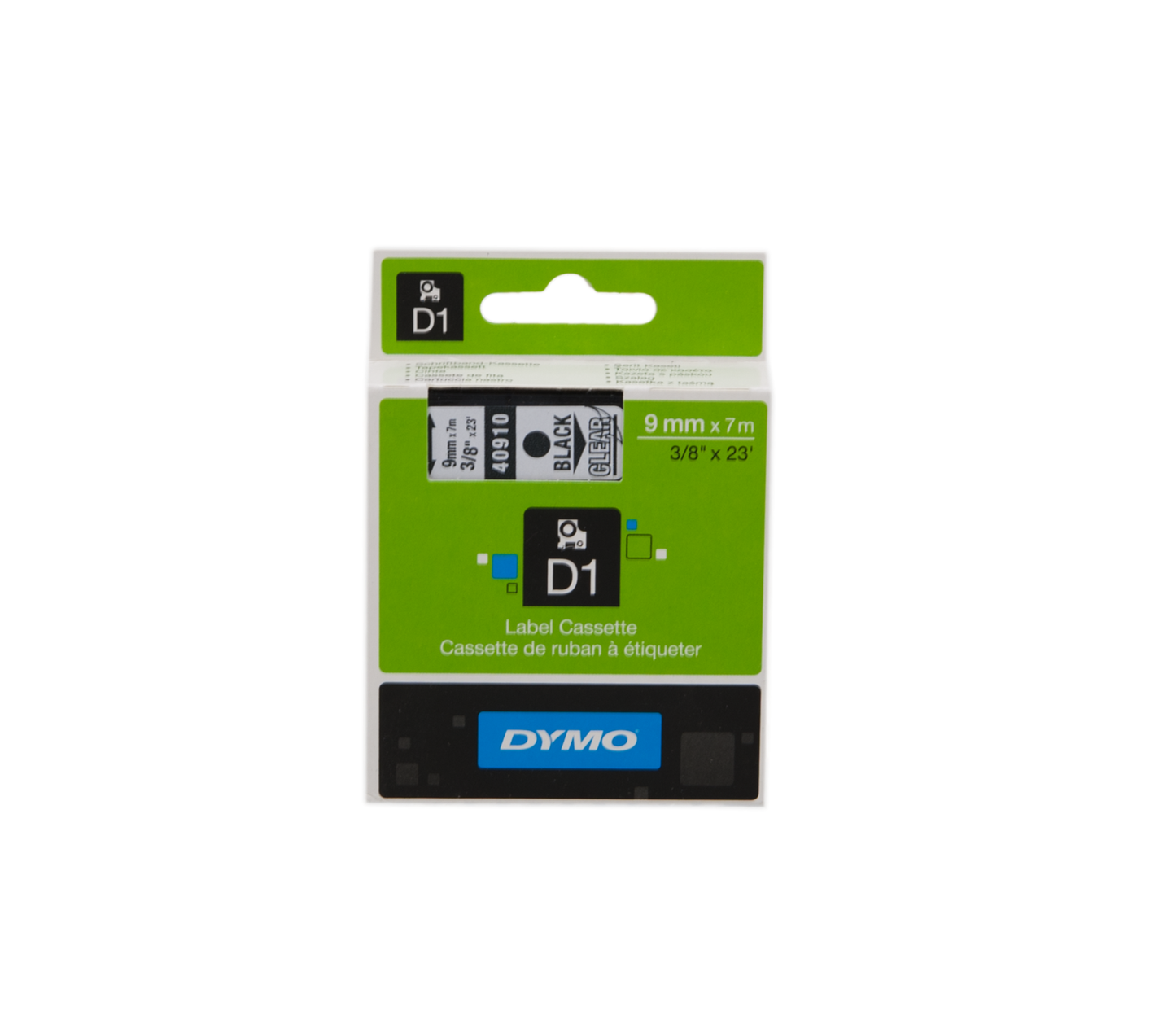 ORIGINAL DYMO Nastro Nero su trasparente S0720670 40910 9mm x 7m, nastro standard D1