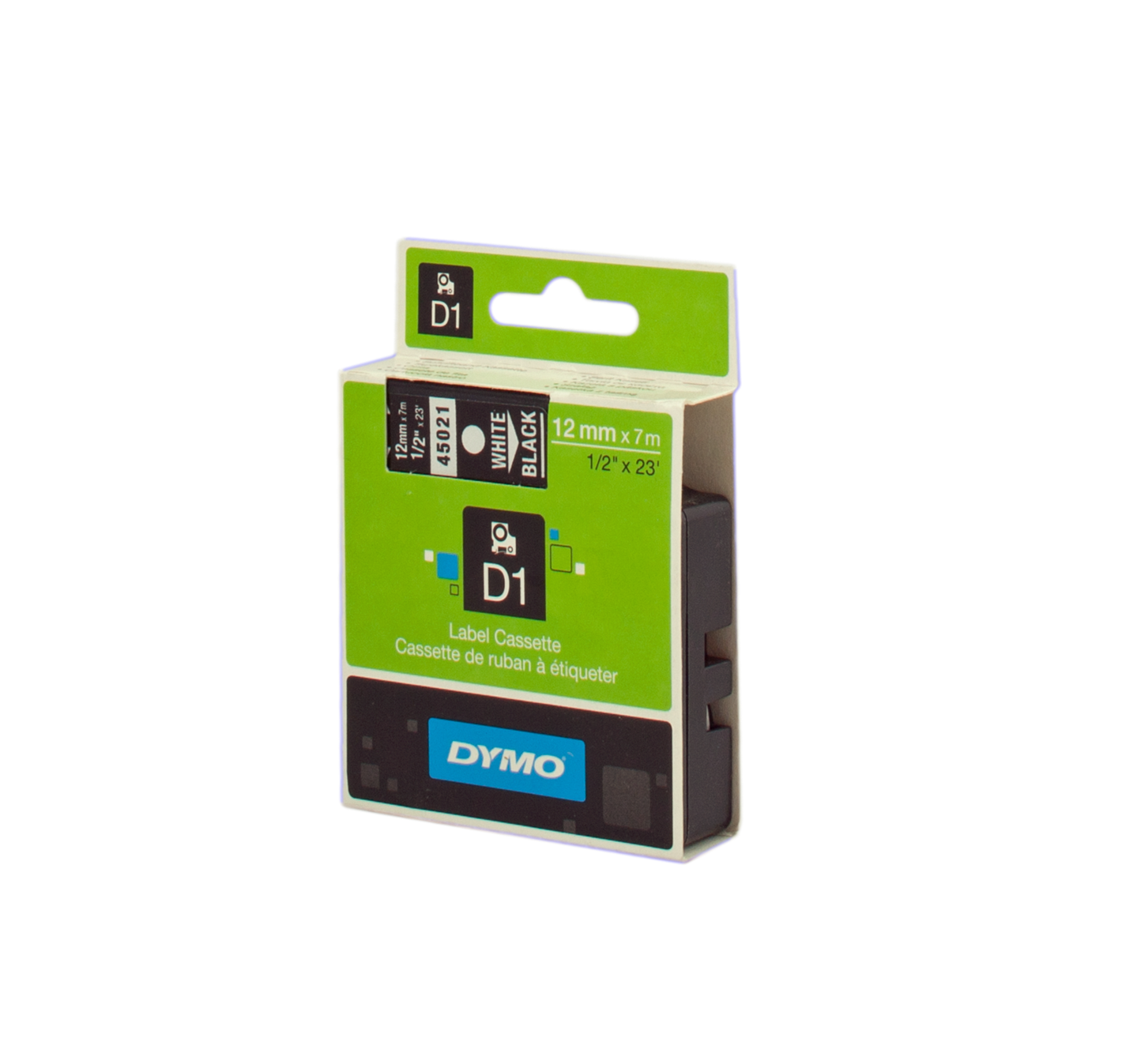 ORIGINAL DYMO Nastro Bianco su nero S0720610 45021 12mm x 7m, Standard-D1-ruolo