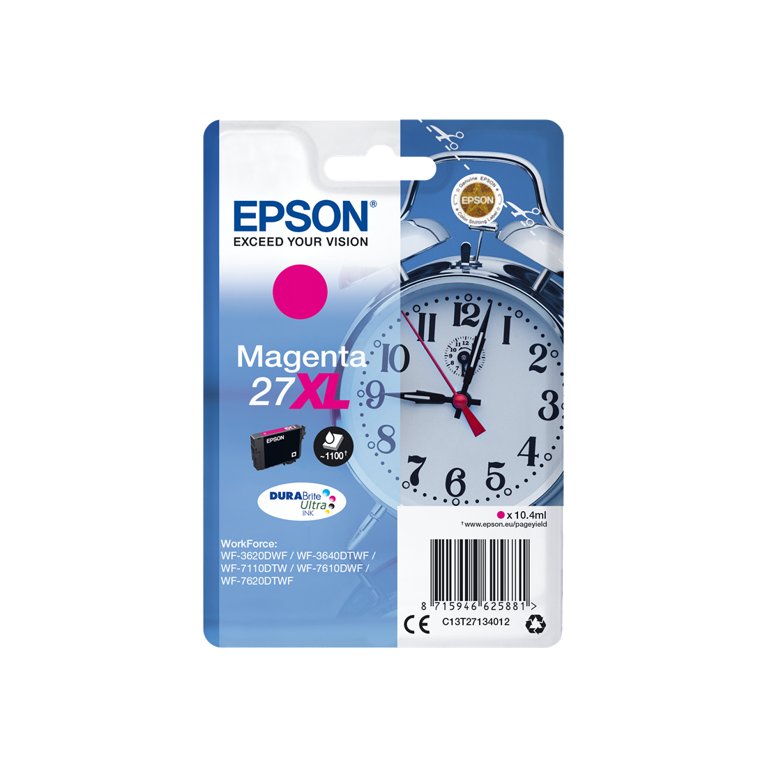 ORIGINAL Epson Cartuccia d'inchiostro magenta C13T27134010 27 XL ~1100 Seiten 10,4ml XL