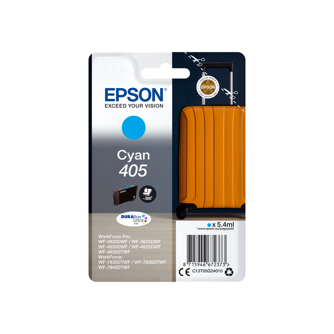 ORIGINAL Epson Cartuccia d'inchiostro ciano C13T05G24010 405 ~300 Seiten 5,4ml