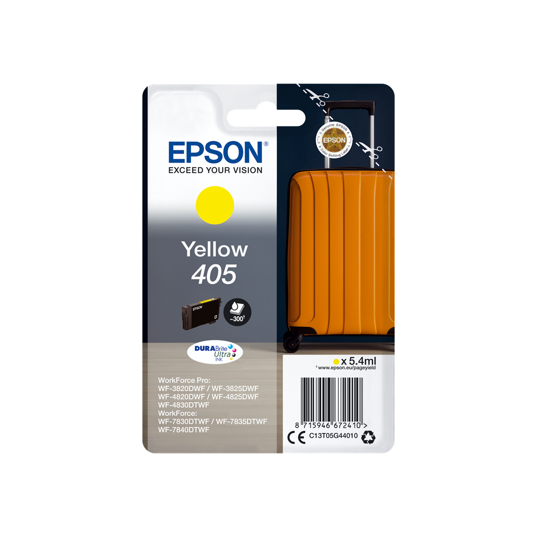 ORIGINAL Epson Cartuccia d'inchiostro giallo C13T05G44010 405 ~300 Seiten 5,4ml