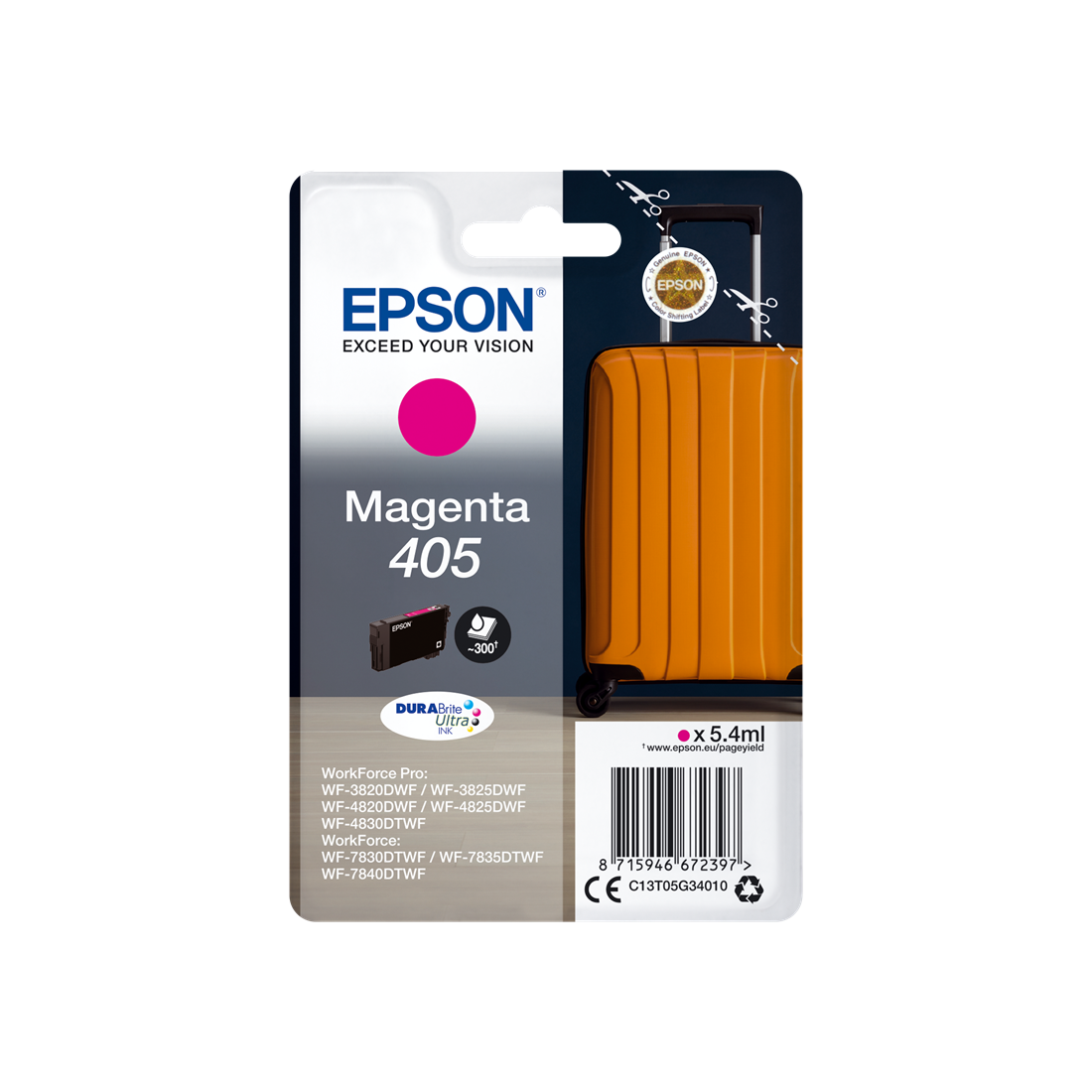 ORIGINAL Epson Cartuccia d'inchiostro magenta C13T05G34010 405 ~300 Seiten 5,4ml
