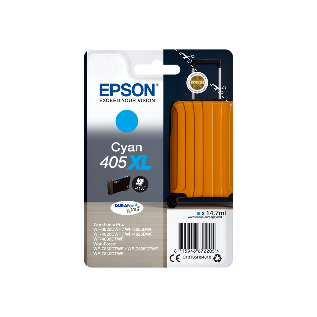 ORIGINAL Epson Cartuccia d'inchiostro ciano C13T05H24010 405 XL ~1100 Seiten 14,7ml