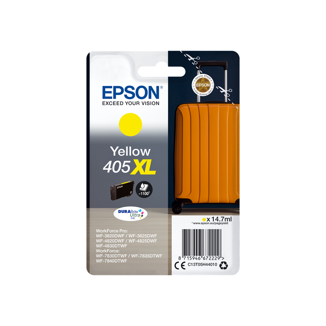ORIGINAL Epson Cartuccia d'inchiostro giallo C13T05H44010 405 XL ~1100 Seiten 14,7ml