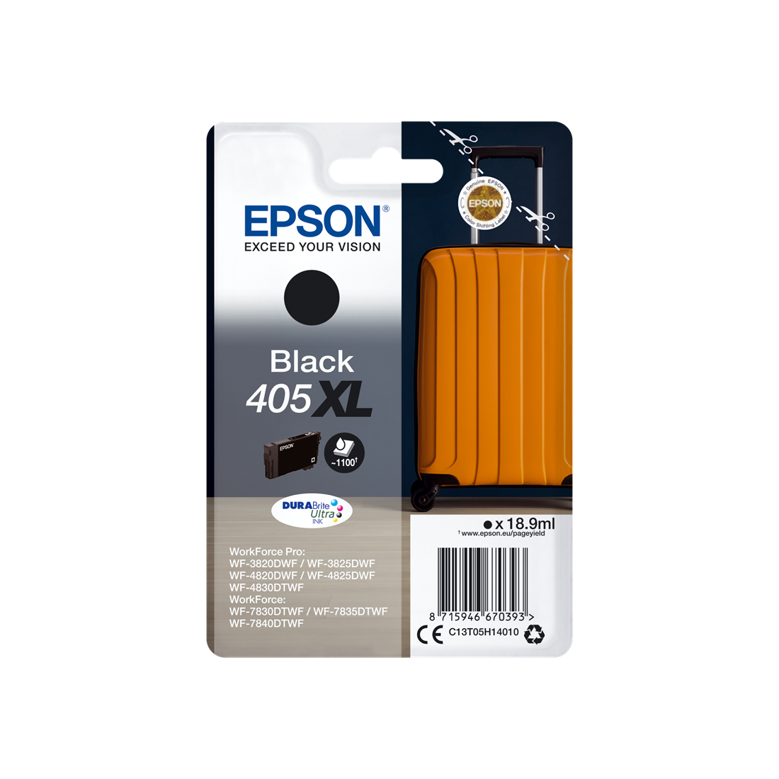 ORIGINAL Epson Cartuccia d'inchiostro nero C13T05H14010 405 XL ~1100 Seiten 18,9ml