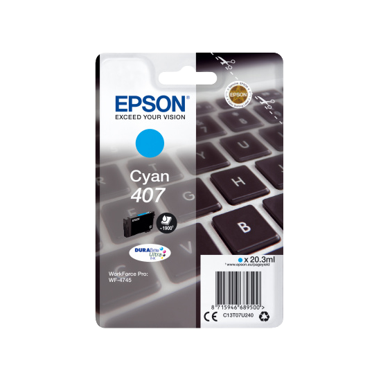 ORIGINAL Epson Cartuccia d'inchiostro ciano C13T07U240 407 ~1900 Seiten 20,3ml