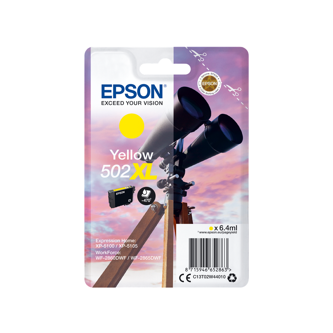 ORIGINAL Epson Cartuccia d'inchiostro giallo C13T02W44010 502XL ~470 Seiten 6,4ml