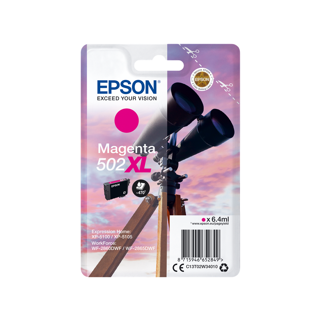 ORIGINAL Epson Cartuccia d'inchiostro magenta C13T02W34010 502XL ~470 Seiten 6,4ml