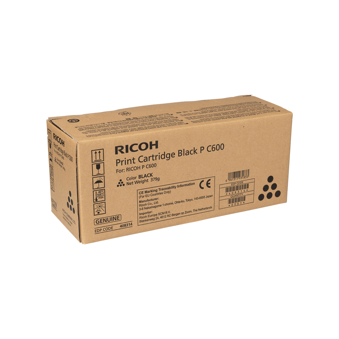 ORIGINAL Ricoh toner nero 408314 P C600BK ~17000 Seiten