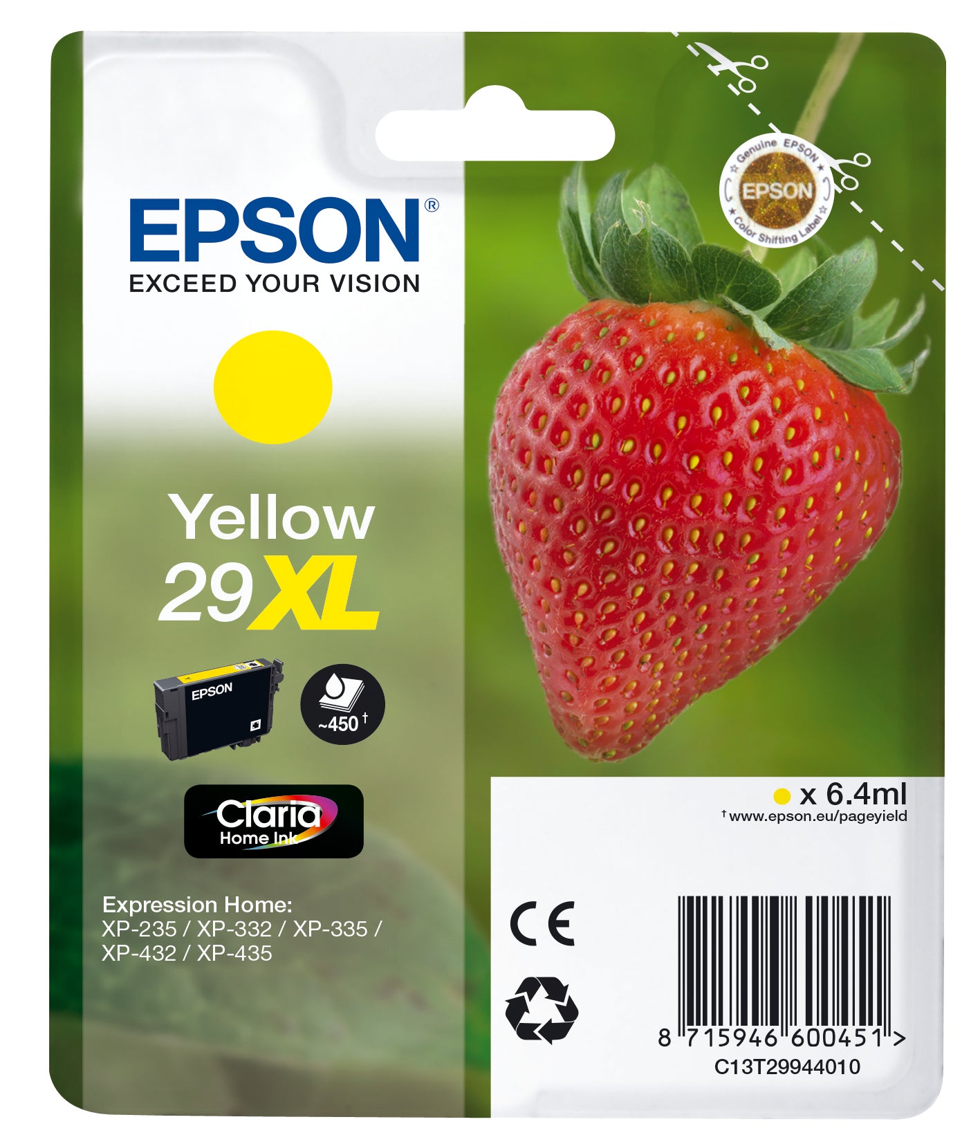 Epson Strawberry Cartuccia Giallo T29XL Claria