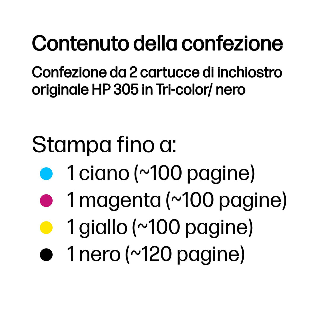 HP Confezione da 2 cartucce di inchiostro originale 305 in Tri-color/ nero