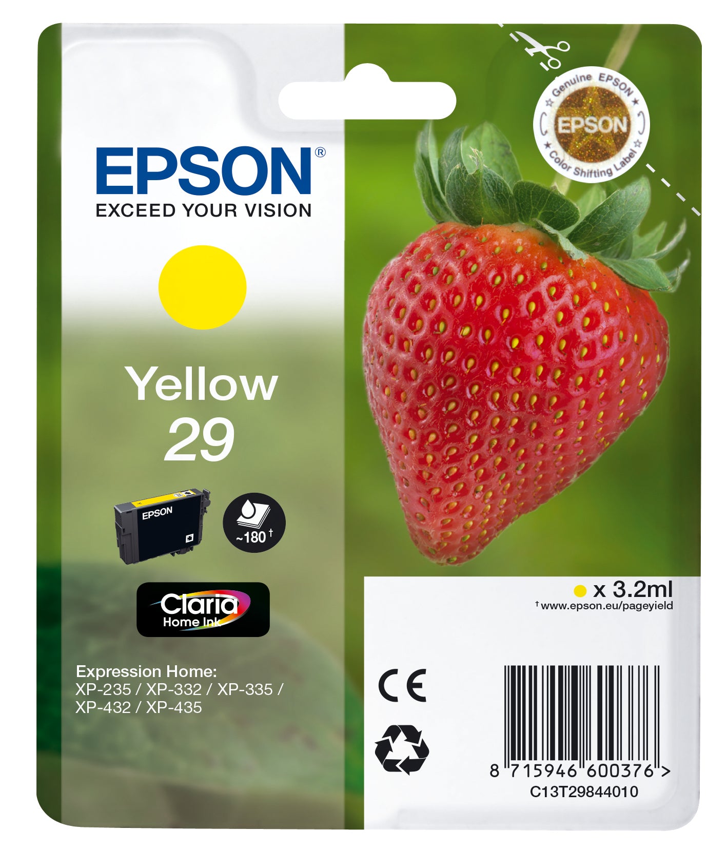 Epson Strawberry Cartuccia Giallo T29 Claria