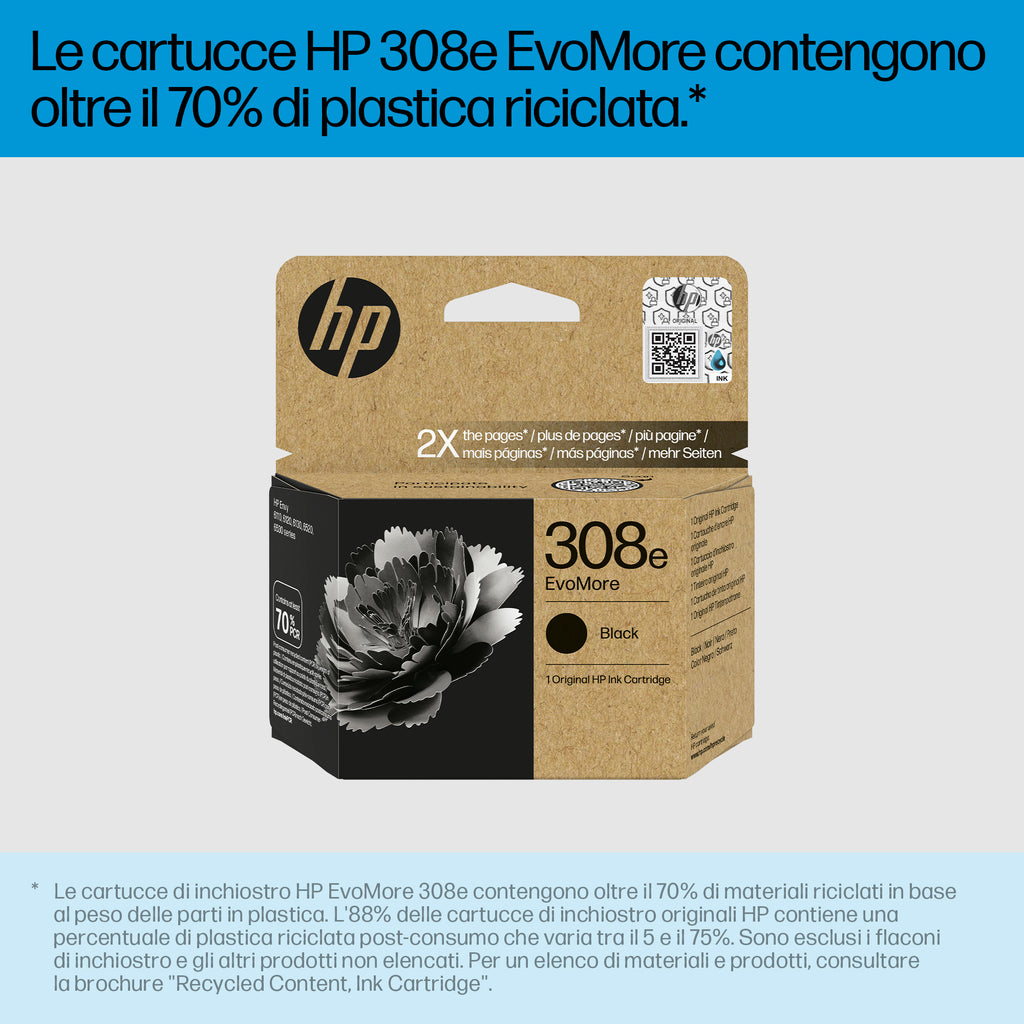 HP Cartuccia di inchiostro nero originale EvoMore 308e