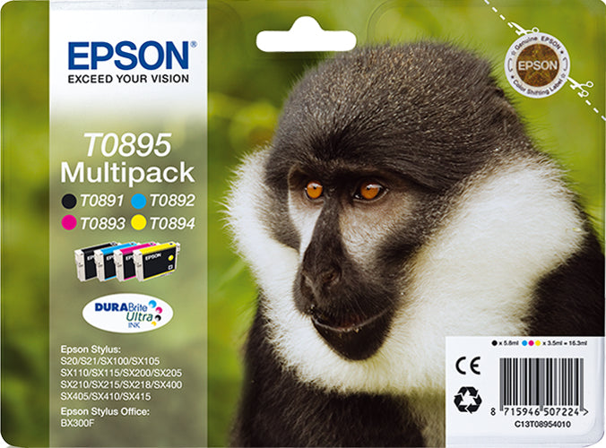 Epson Monkey Multipack 4 colori DURABrite Ultra Scimmia T0895