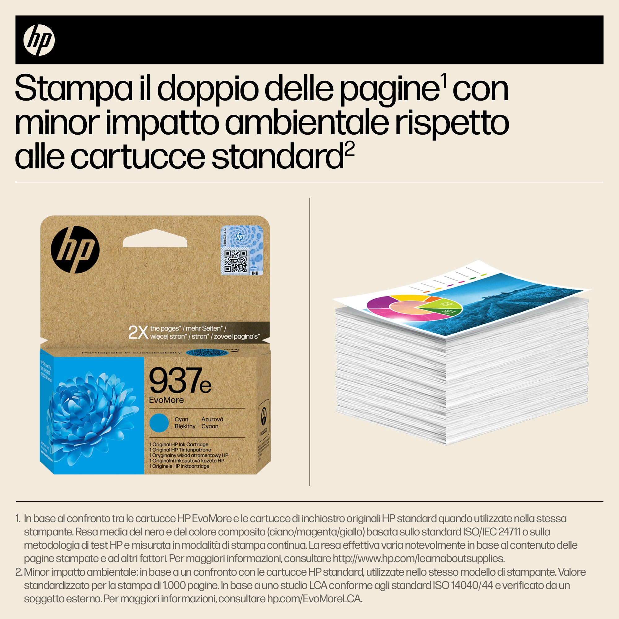 HP Cartuccia di inchiostro ciano originale 937e EvoMore