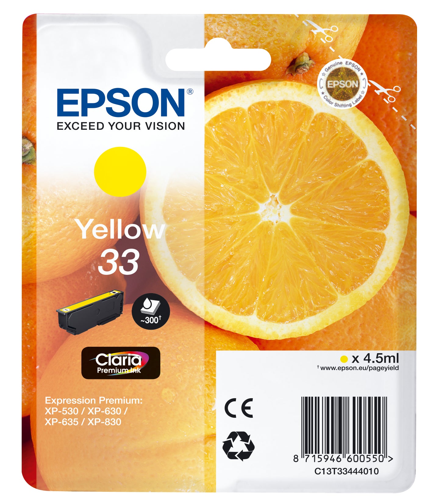 Epson Oranges Cartuccia Giallo T33 Claria Premium