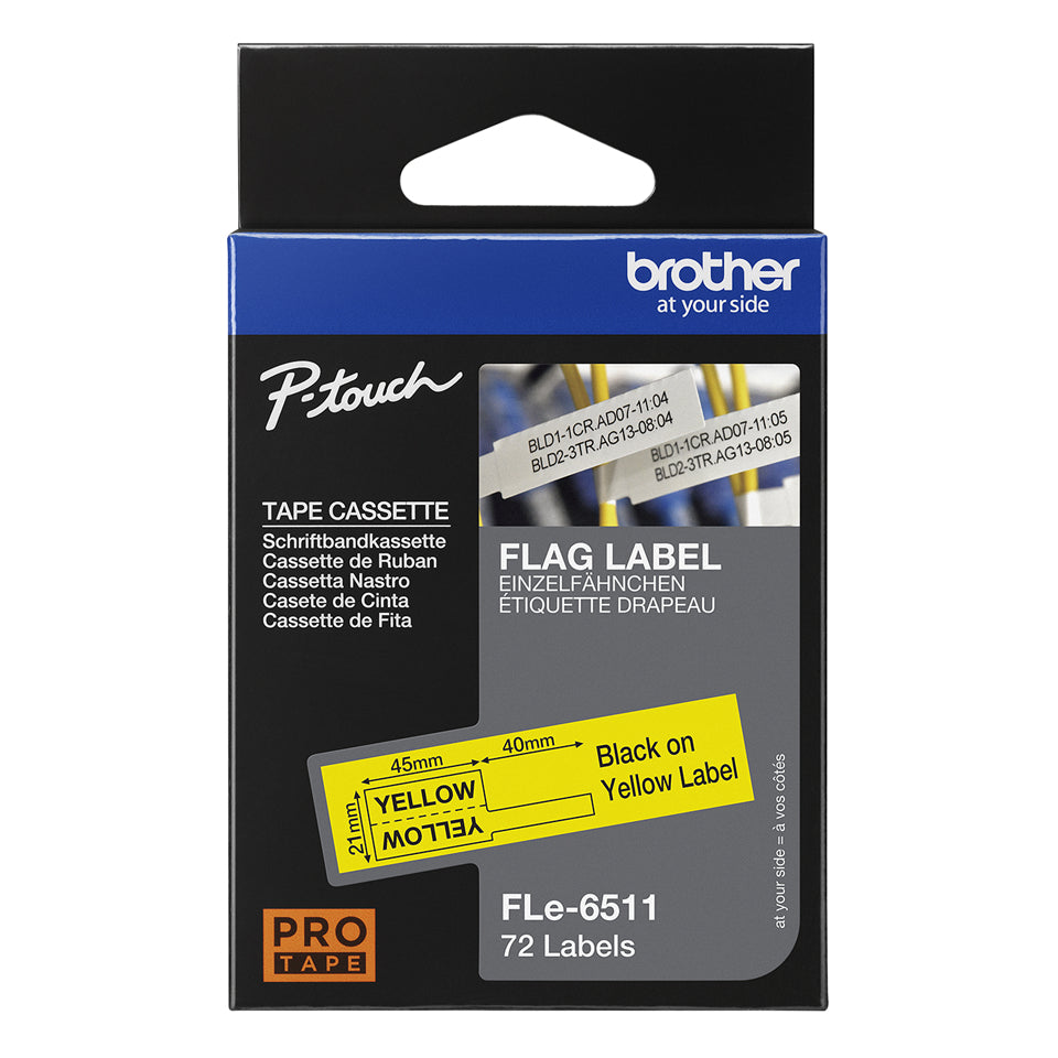 Brother FLE-6511 nastro per etichettatrice Nero su giallo