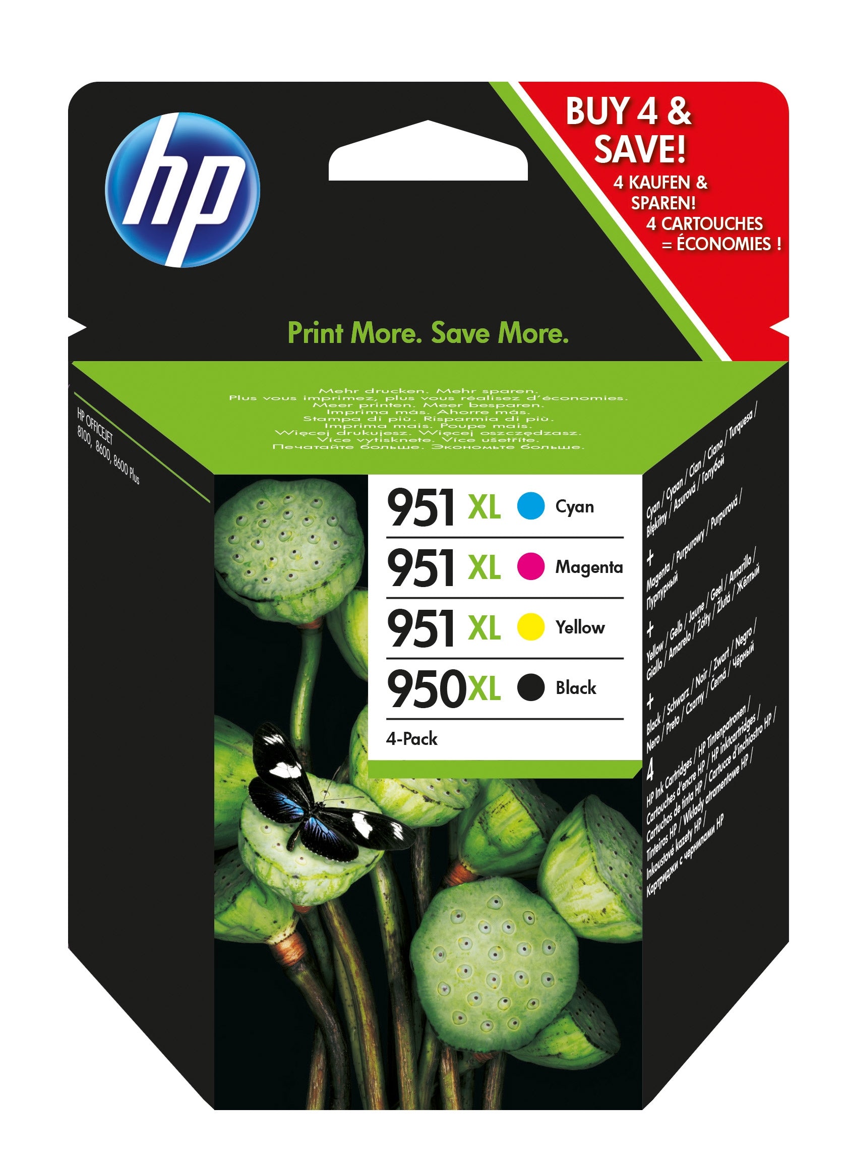 HP 950XL High Yield Black/951XL High Yield Cyan/Magenta/Yellow 4-pack Original Ink Cartridges cartuccia d'inchiostro 4 pz Originale Resa elevata (XL) Nero, Ciano, Magenta, Giallo