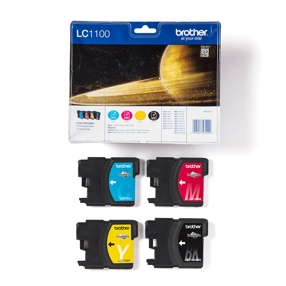 Brother LC1100VALBPDR cartuccia d'inchiostro 4 pz Originale Nero, Ciano, Magenta, Giallo