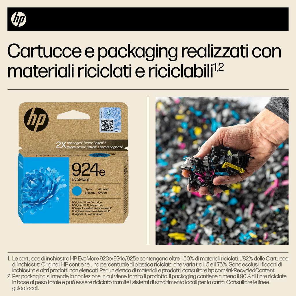 HP Cartuccia di inchiostro ciano originale 924e EvoMore