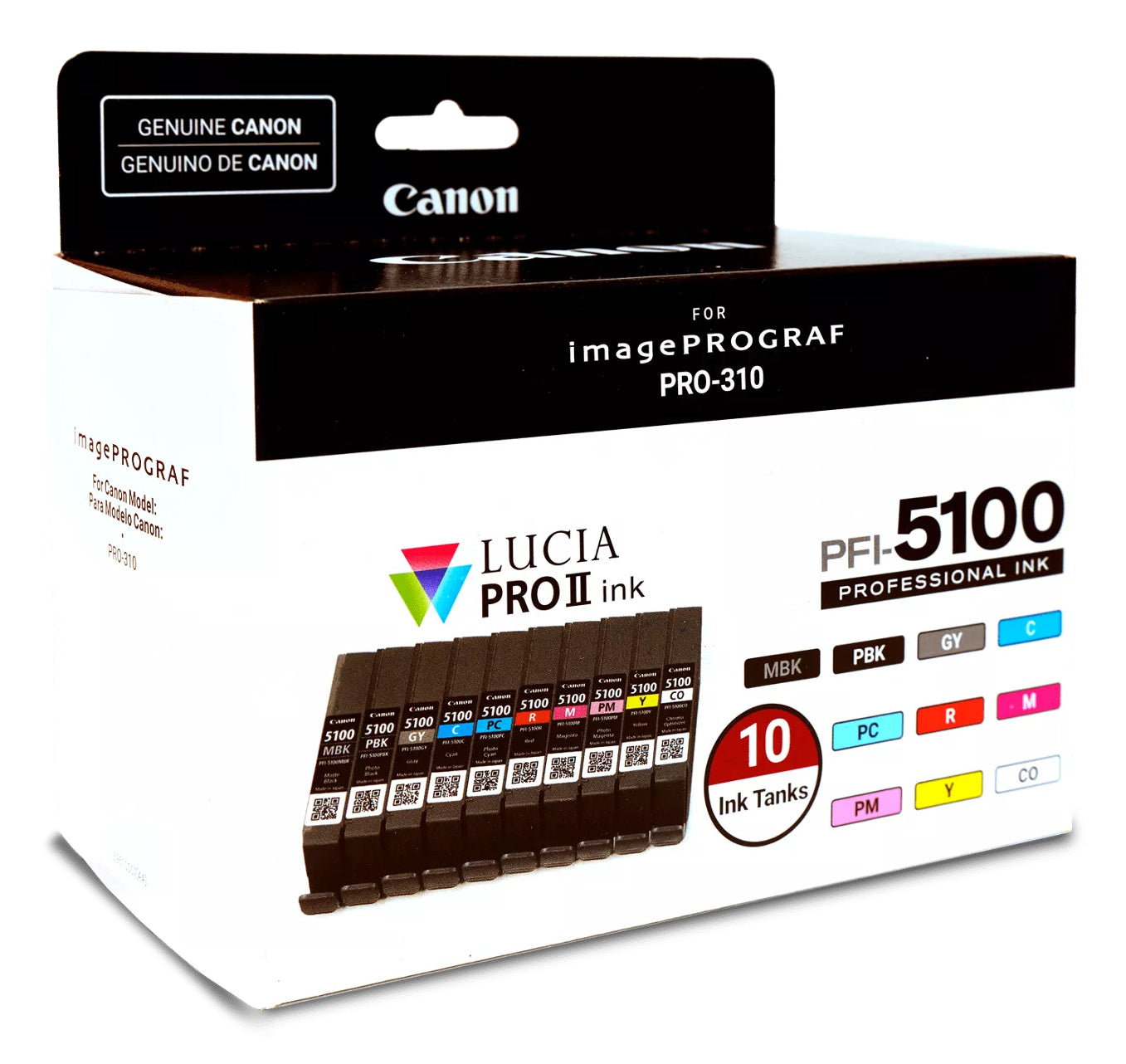 Canon PFI-5100 Multipack cartuccia d'inchiostro 10 pz Originale Resa standard Ciano, Nero opaco, Nero