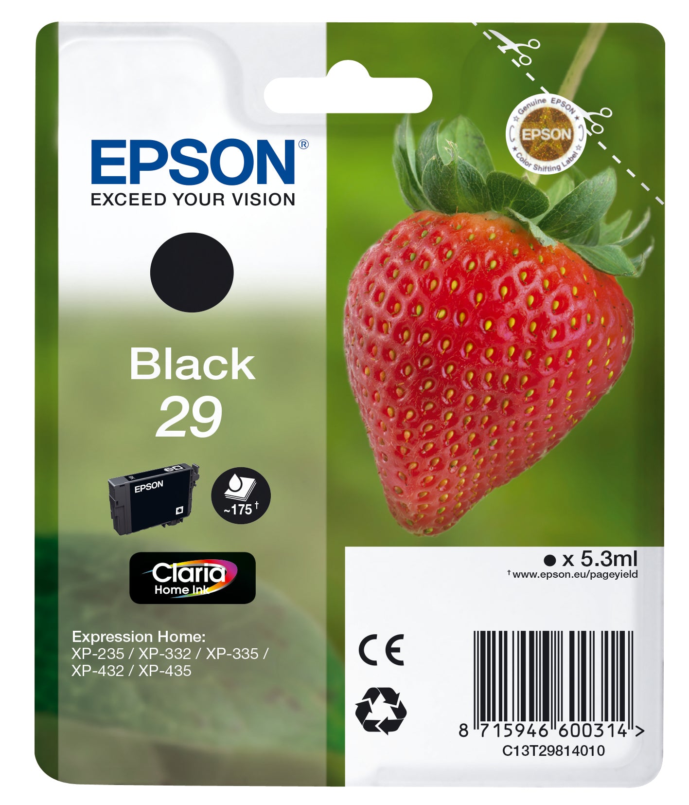 Epson Strawberry Cartuccia Nero T29 Claria