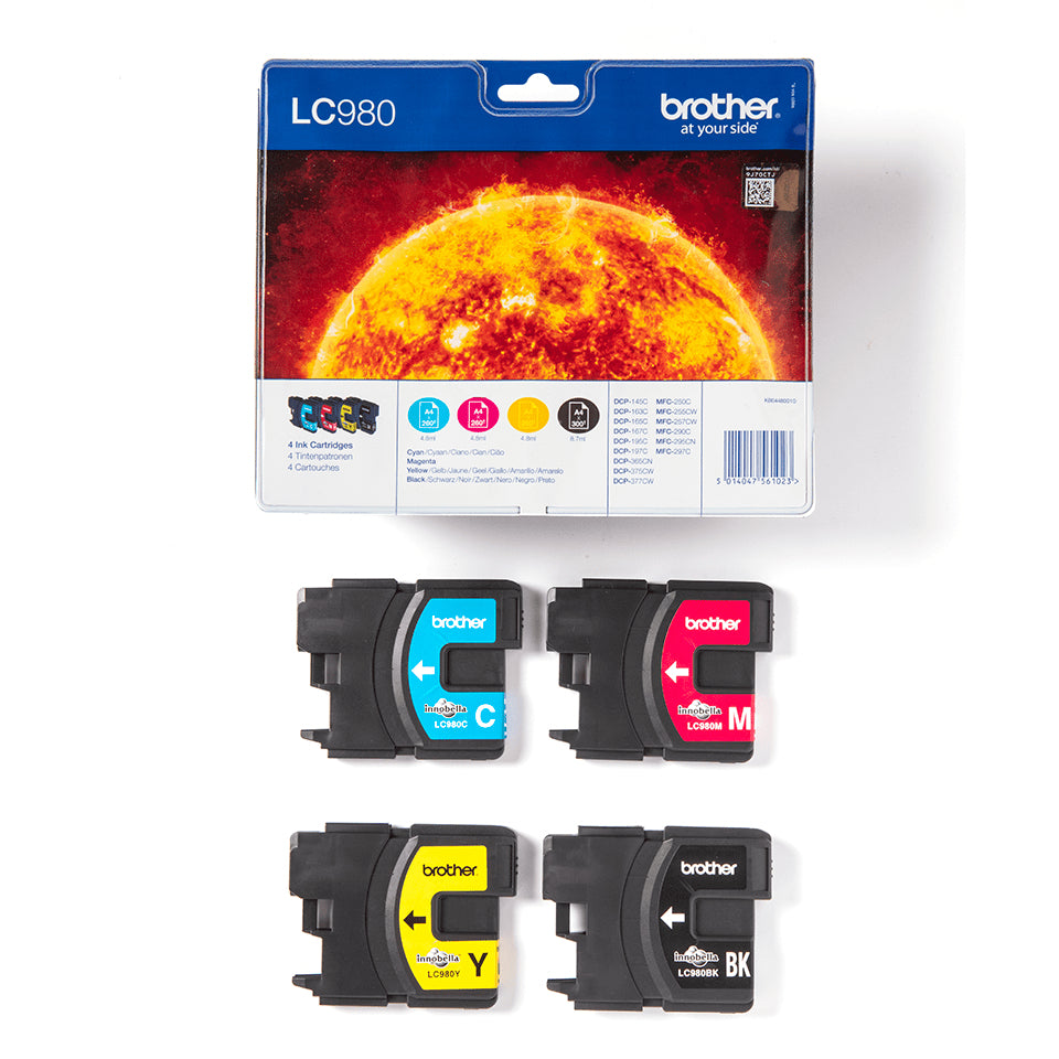 Brother LC980VALBP cartuccia d'inchiostro 4 pz Originale Nero, Ciano, Magenta, Giallo