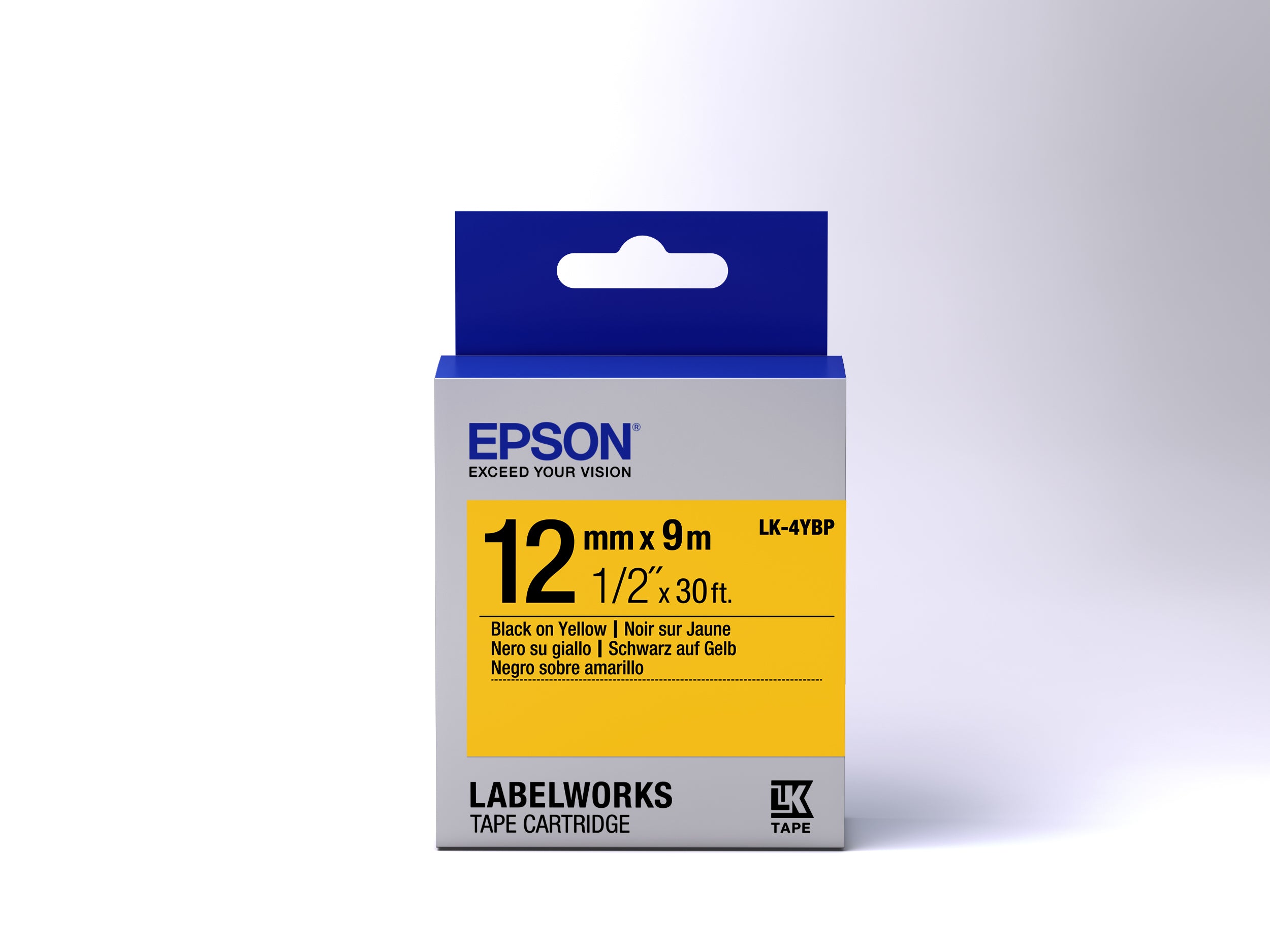 Epson Nastro fondo Pastello Giallo per testo Nero 12/9 LK-4YBP