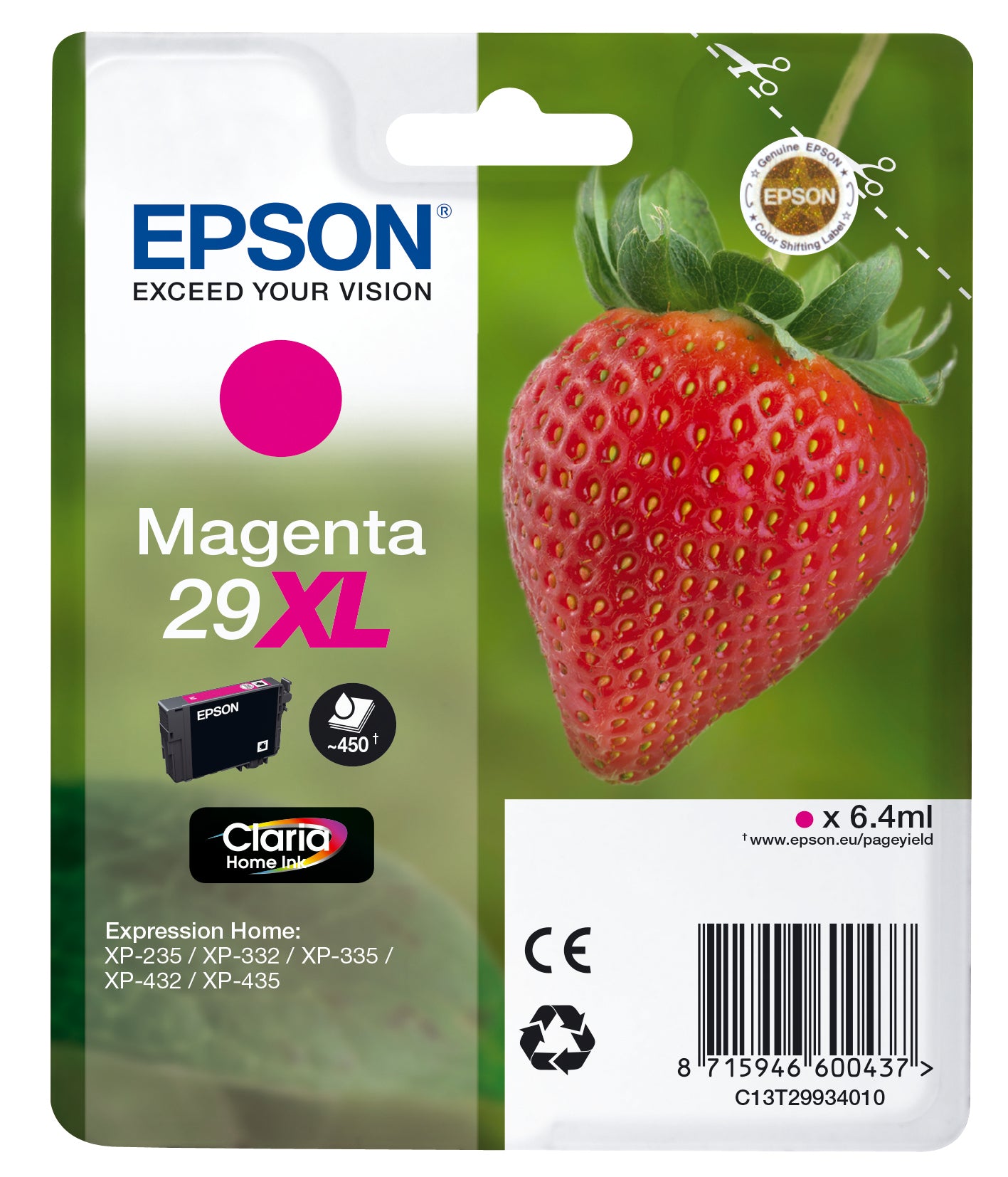 Epson Strawberry Cartuccia Magenta T29XL Claria