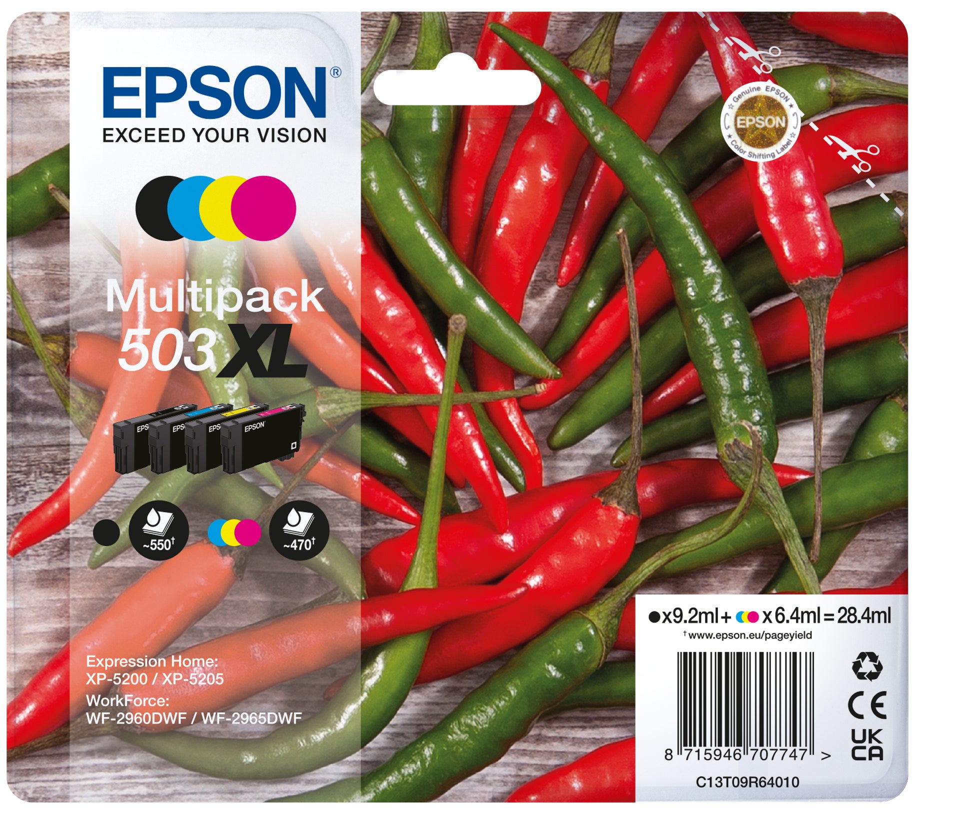 Epson 503XL cartuccia d'inchiostro 4 pz Originale Resa elevata (XL) Nero, Ciano, Magenta, Giallo