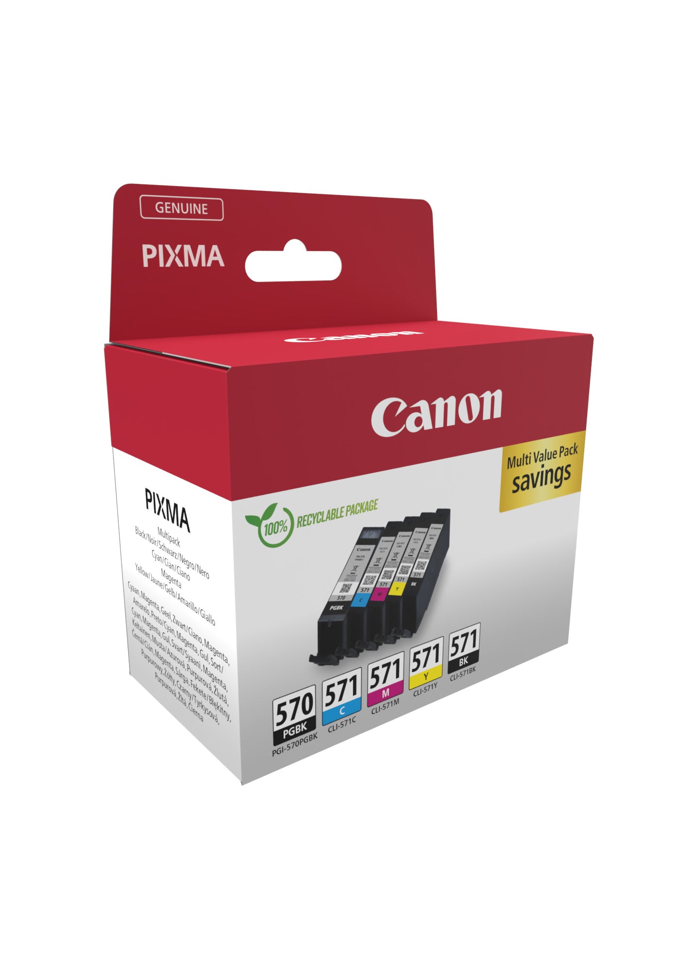 Canon 0372C006 cartuccia d'inchiostro 5 pz Originale Nero, Ciano, Magenta, Giallo