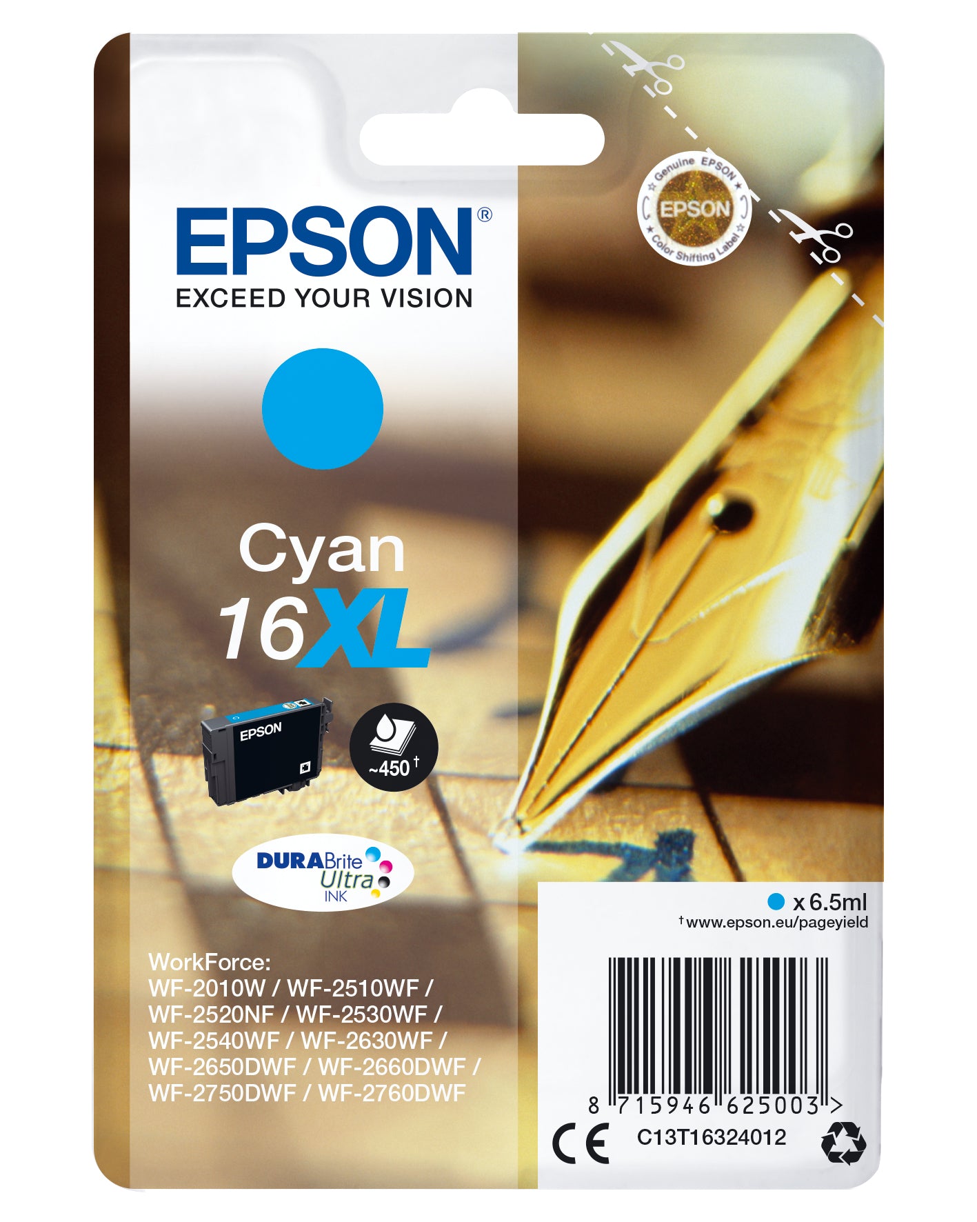Epson Pen and crossword Singlepack Cyan 16XL DURABrite Ultra