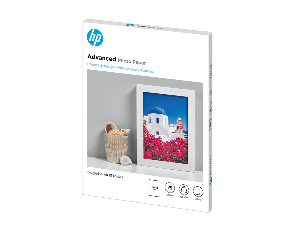 HP Carta fotografica Advanced, lucida, 250 g/m2, 13" x 18" (127 x 178 mm), 25 fogli