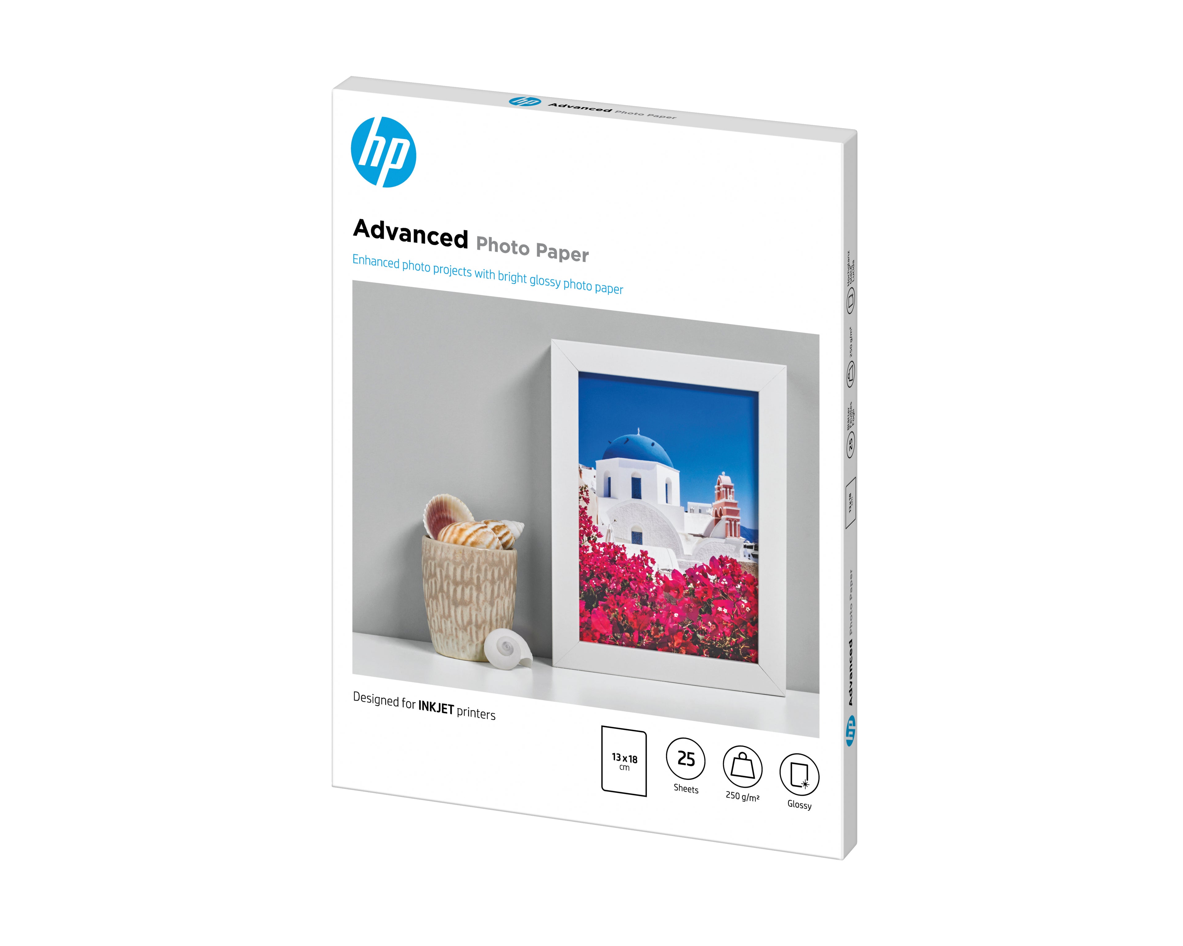 HP Carta fotografica Advanced, lucida, 250 g/m2, 13" x 18" (127 x 178 mm), 25 fogli
