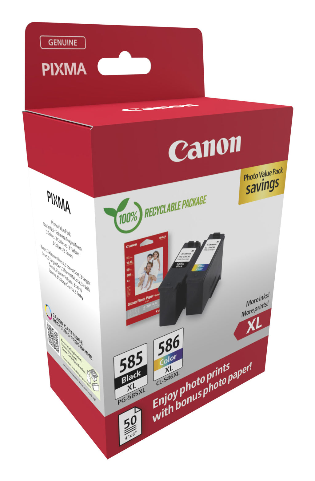 Canon PG-585XL/CL-586 PVP cartuccia d'inchiostro 2 pz Originale Resa elevata (XL) Nero, Ciano, Magenta, Giallo