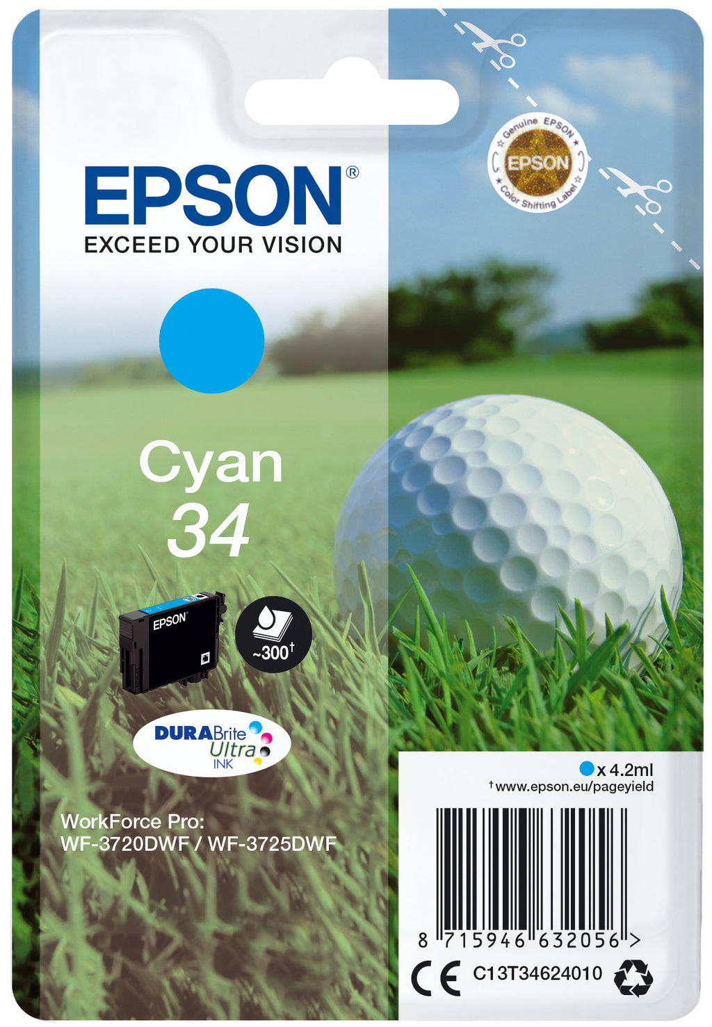 Epson Golf ball Inchiostro ciano singolo DURABrite Ultra Pallina da golf 34