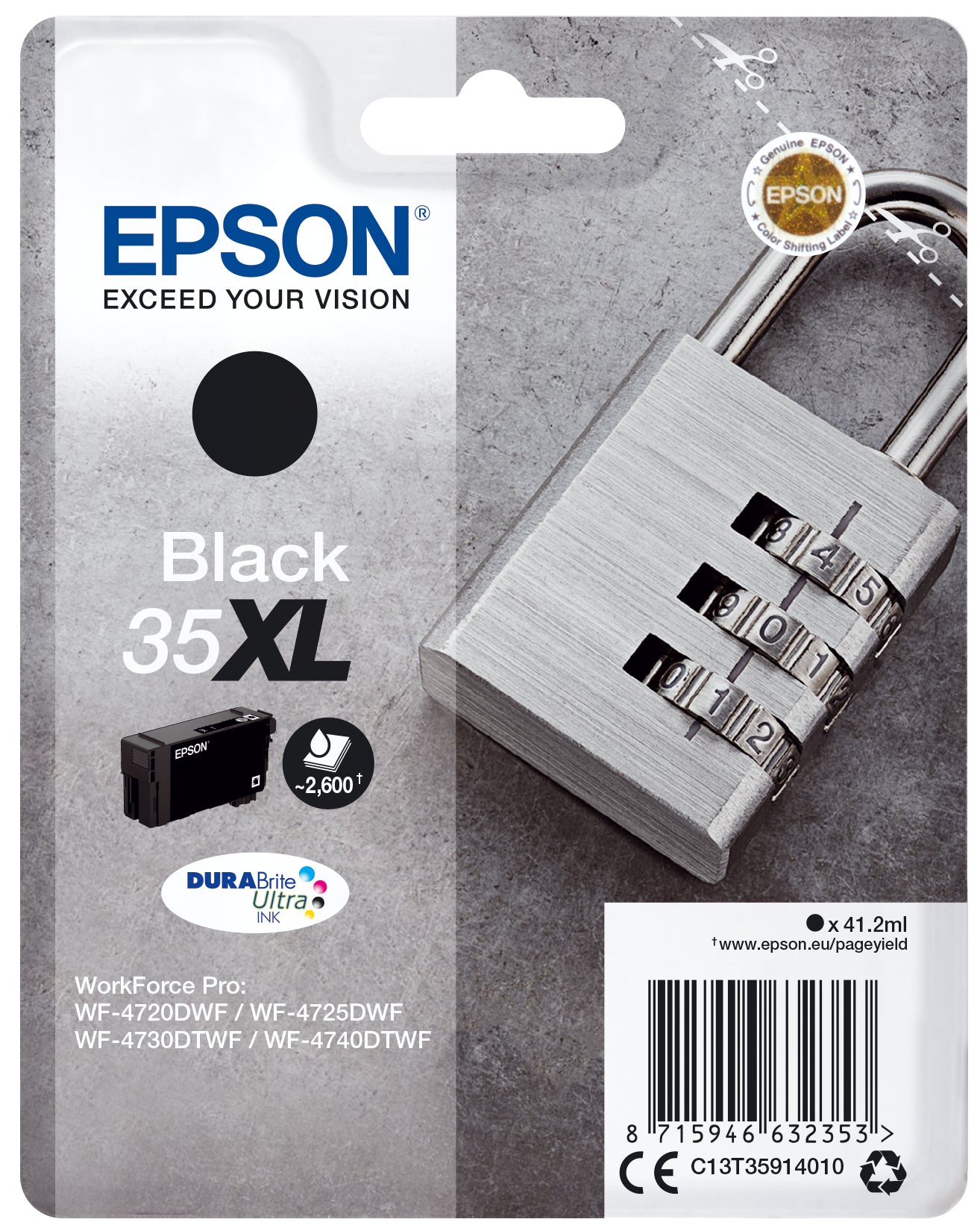 Epson Padlock Inchiostro nero singolo DURABrite Ultra Lucchetto 35XL