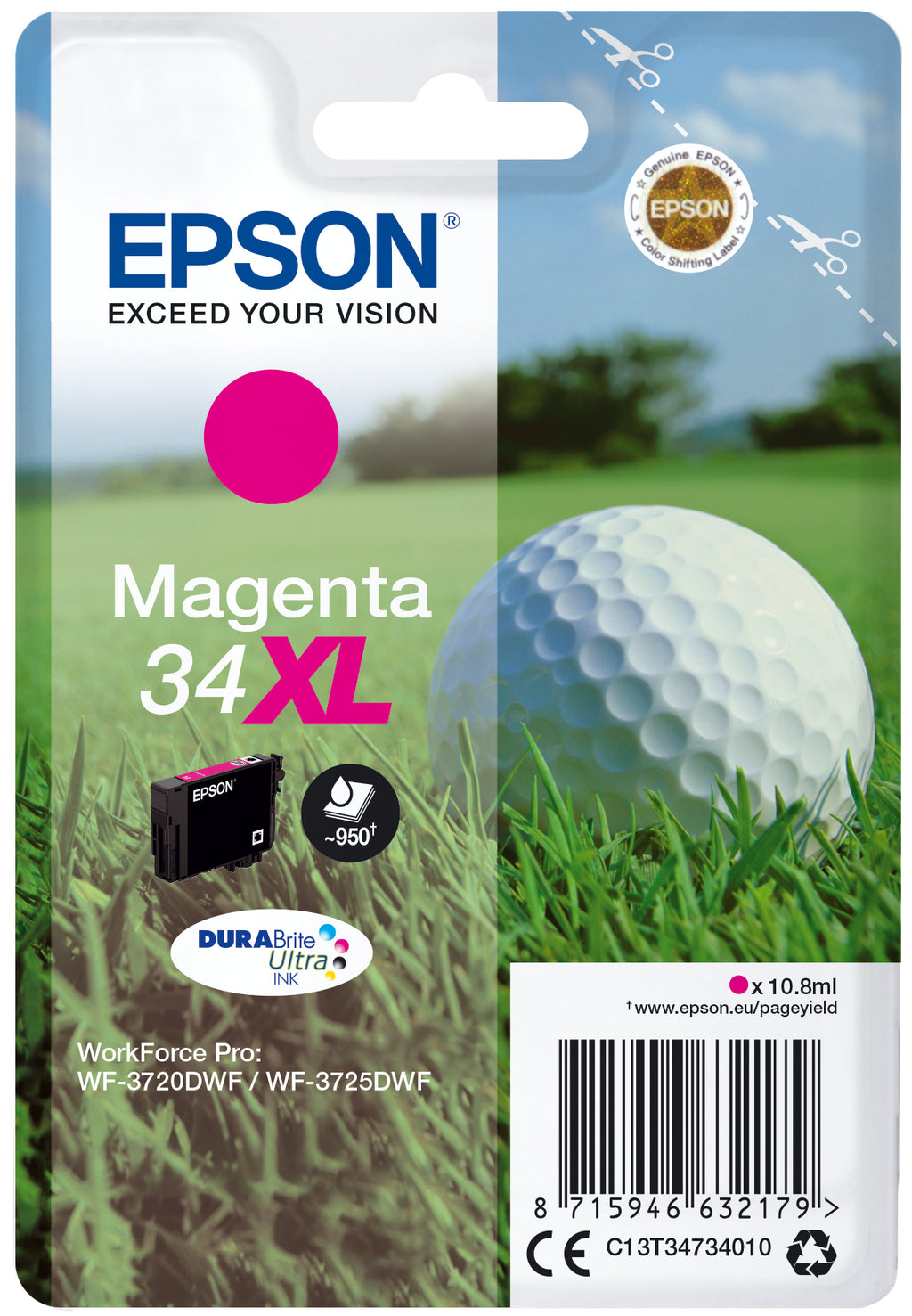 Epson Golf ball Inchiostro magenta singolo DURABrite Ultra Pallina da golf 34XL