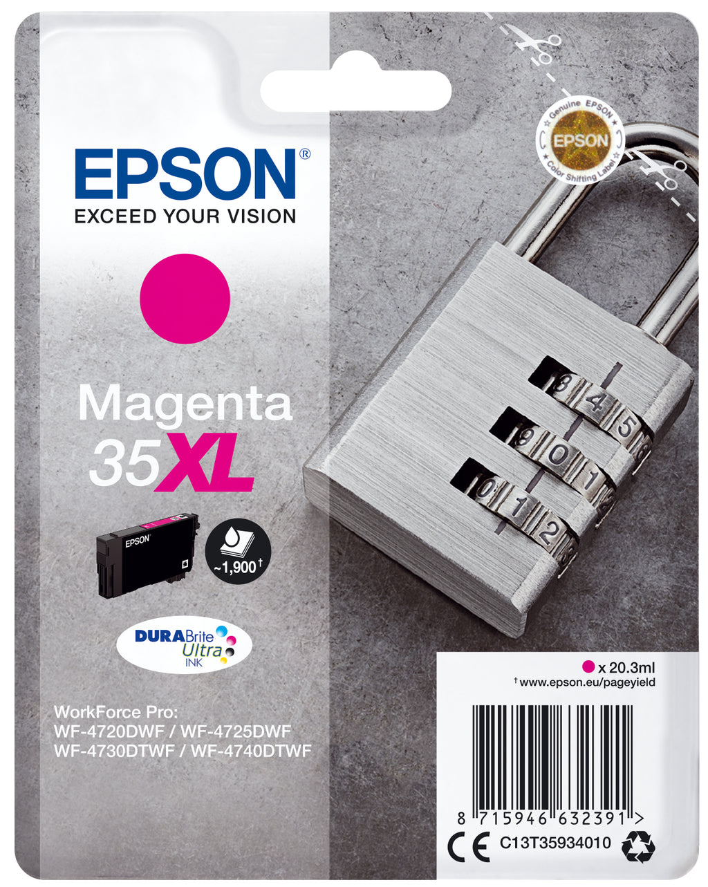 Epson Padlock Inchiostro magenta singolo DURABrite Ultra Lucchetto 35XL