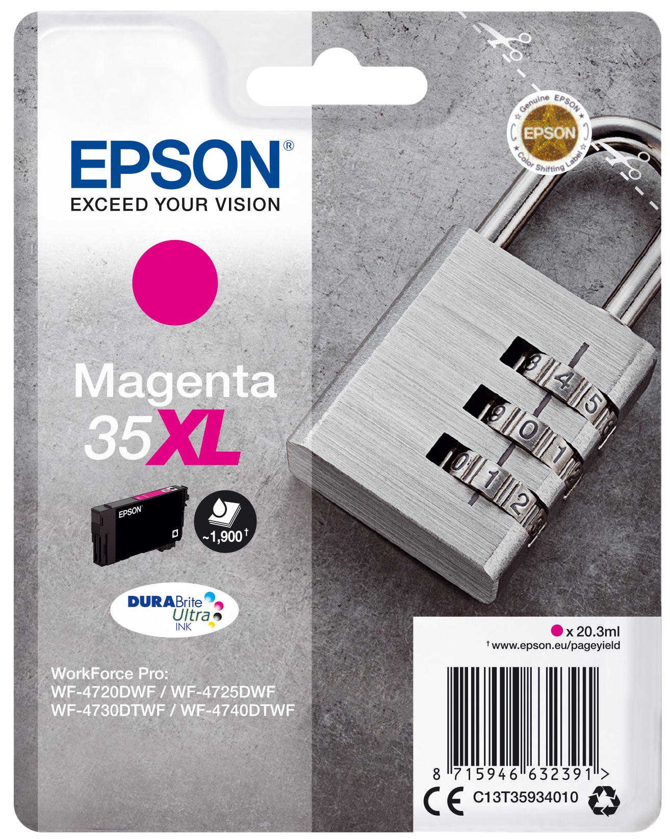 Epson Padlock Inchiostro magenta singolo DURABrite Ultra Lucchetto 35XL