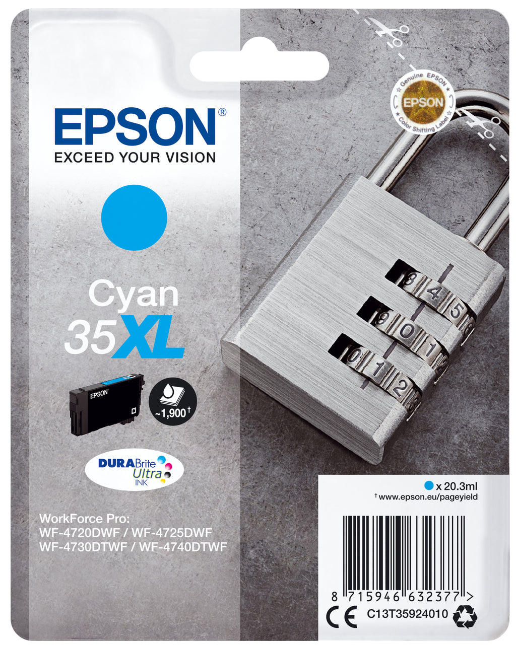 Epson Padlock Inchiostro ciano singolo DURABrite Ultra Lucchetto 35XL
