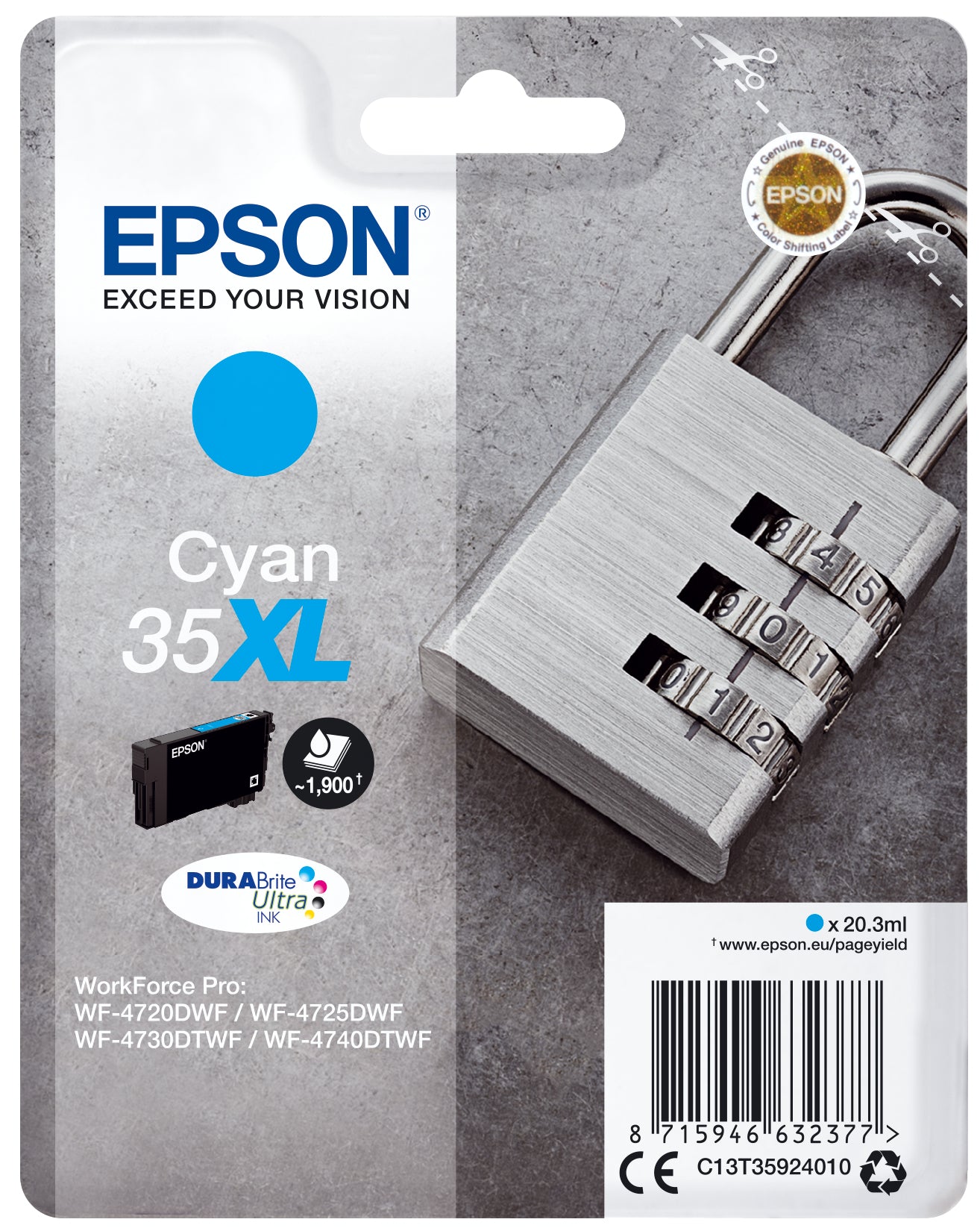 Epson Padlock Inchiostro ciano singolo DURABrite Ultra Lucchetto 35XL