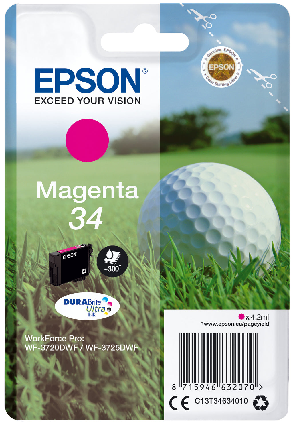 Epson Golf ball Inchiostro magenta singolo DURABrite Ultra Pallina da golf 34