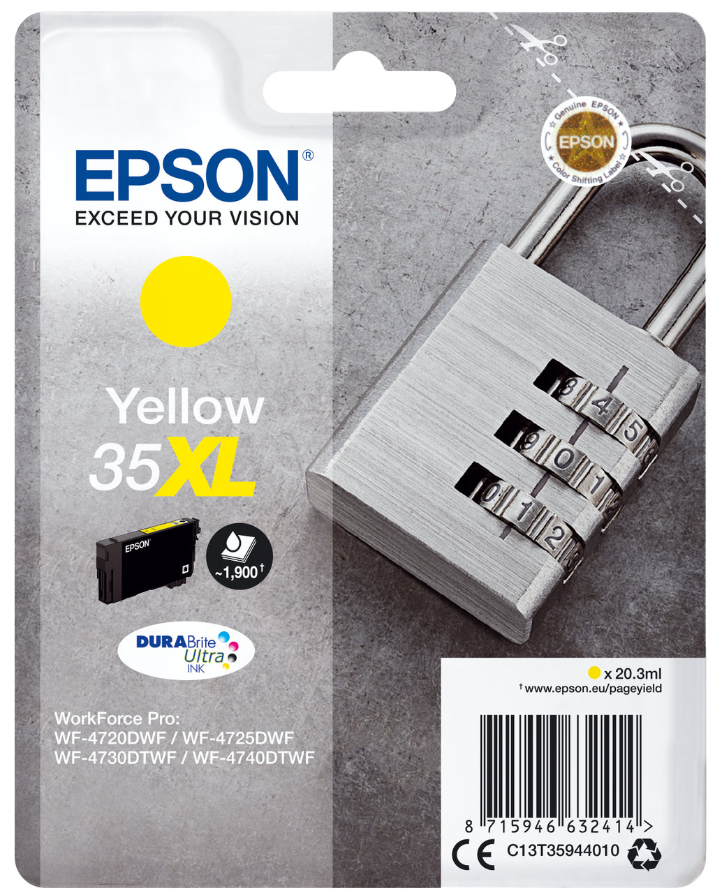 Epson Padlock Inchiostro giallo singolo DURABrite Ultra Lucchetto 35XL