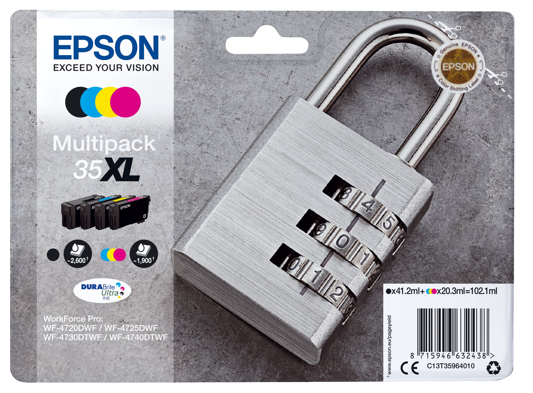 Epson Padlock Multipack 4 colori DURABrite Ultra Lucchetto 35XL